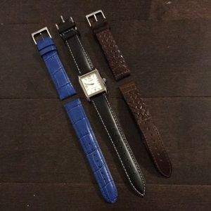 casio watch with three leather straps